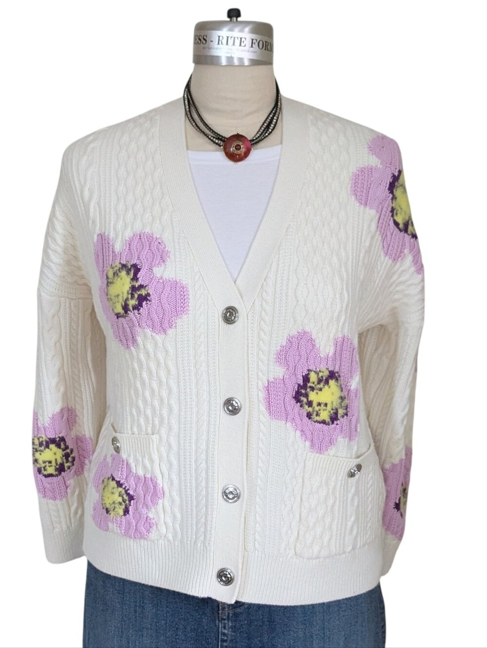 Maje Moflow Floral Cardigan Size Medium